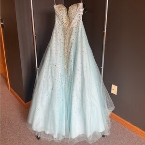 Terani Couture Light Blue Embellished Dress